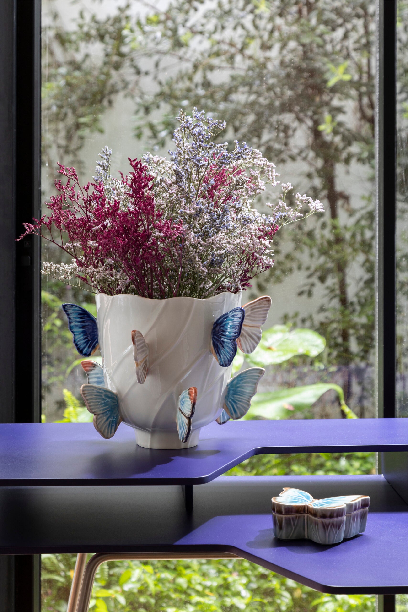 Bordallo Pinheiro Large Vase 29.5cm - Cloudy Butterflies