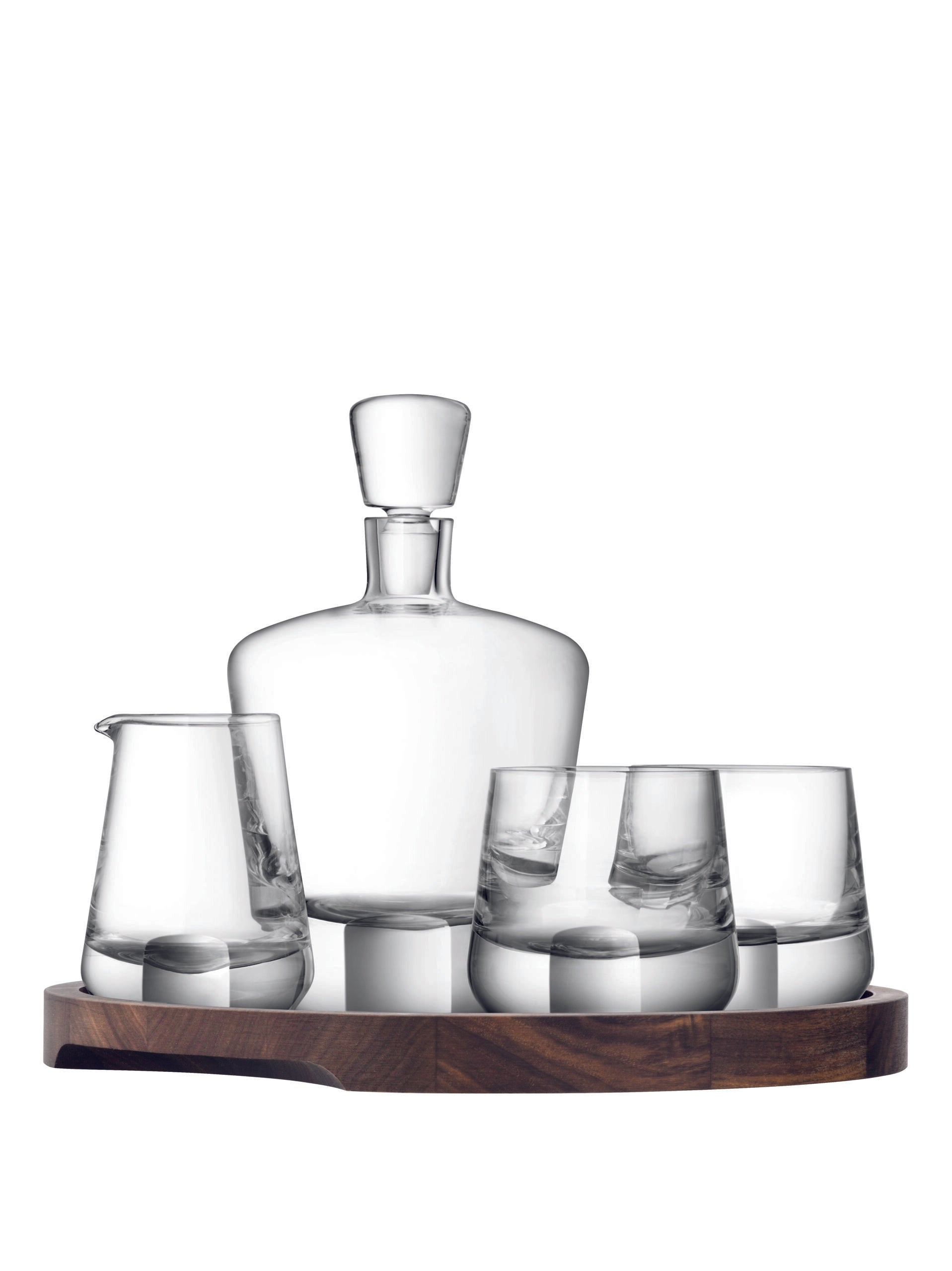 LSA International Whisky Cut Connoisseur Set &amp; Walnut/Cork Serving Tray *