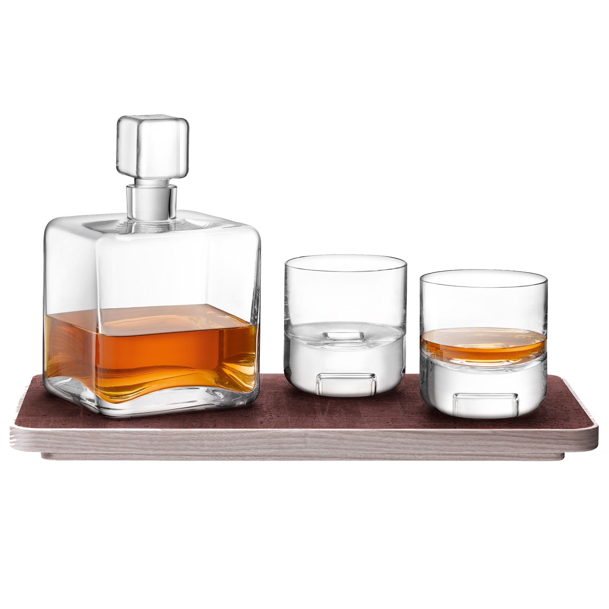 LSA International Cask Whisky Connoisseur Set Clear & Ash/Cork Tray L38cm