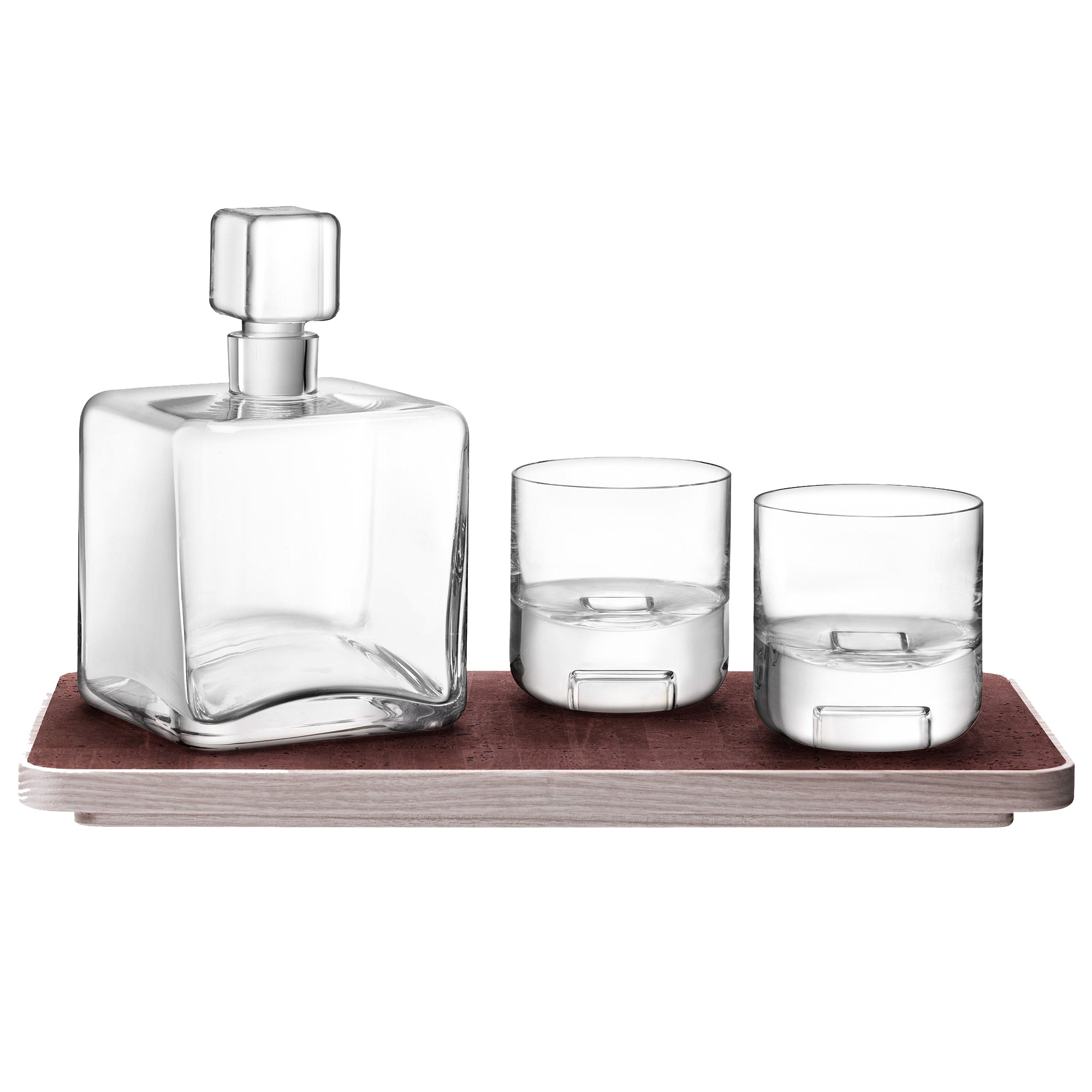LSA International Cask Whisky Connoisseur Set Clear & Ash/Cork Tray L38cm