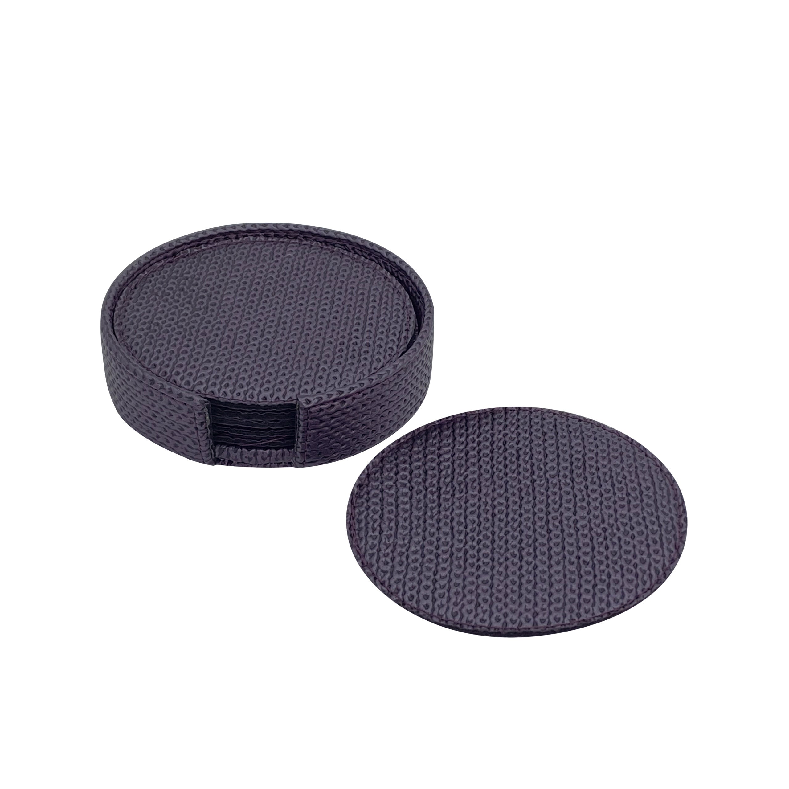 6PCS ROUND COASTER SET - CHAIN PURPLE