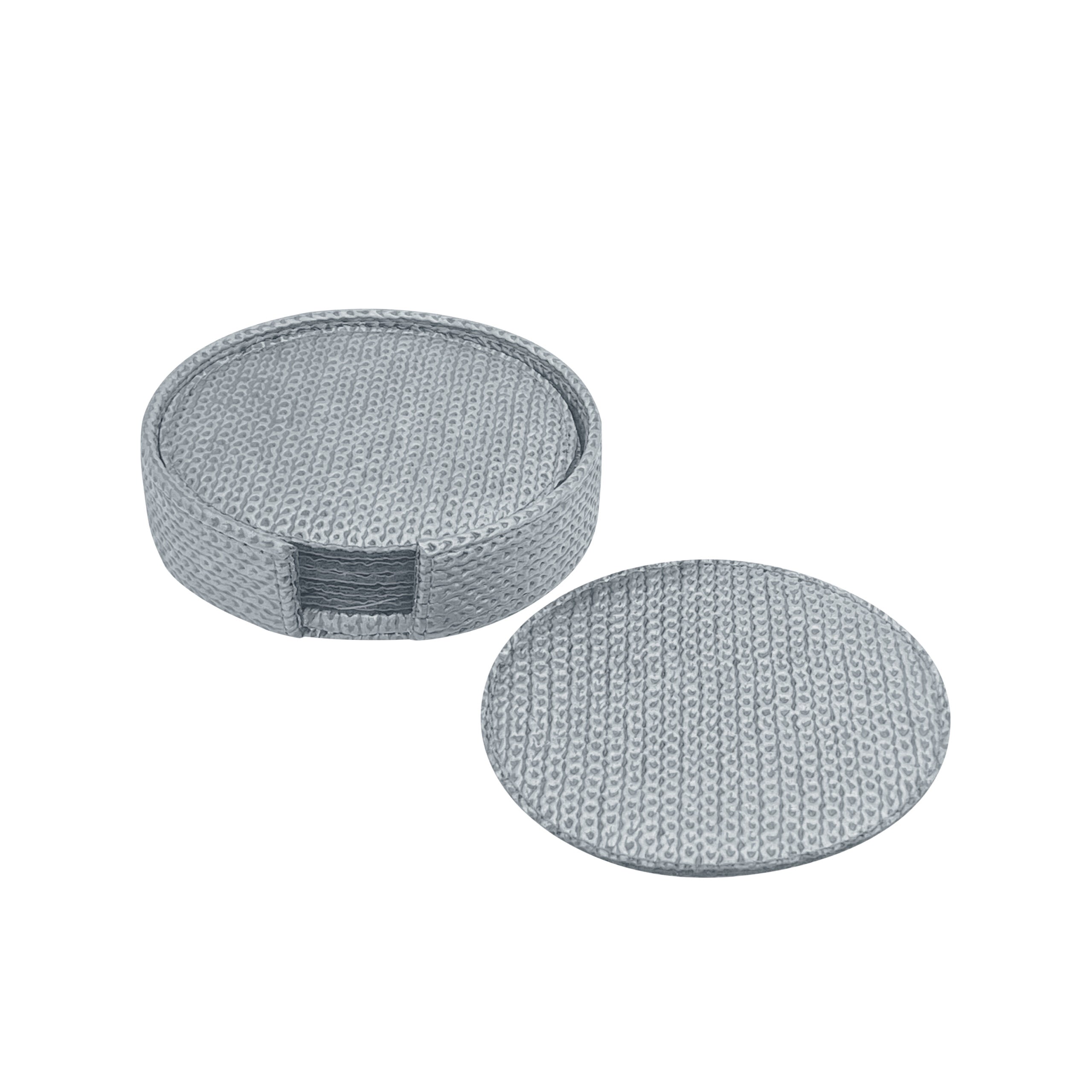 6PCS ROUND COASTER SET - CHAIN BEIGE SILVERY