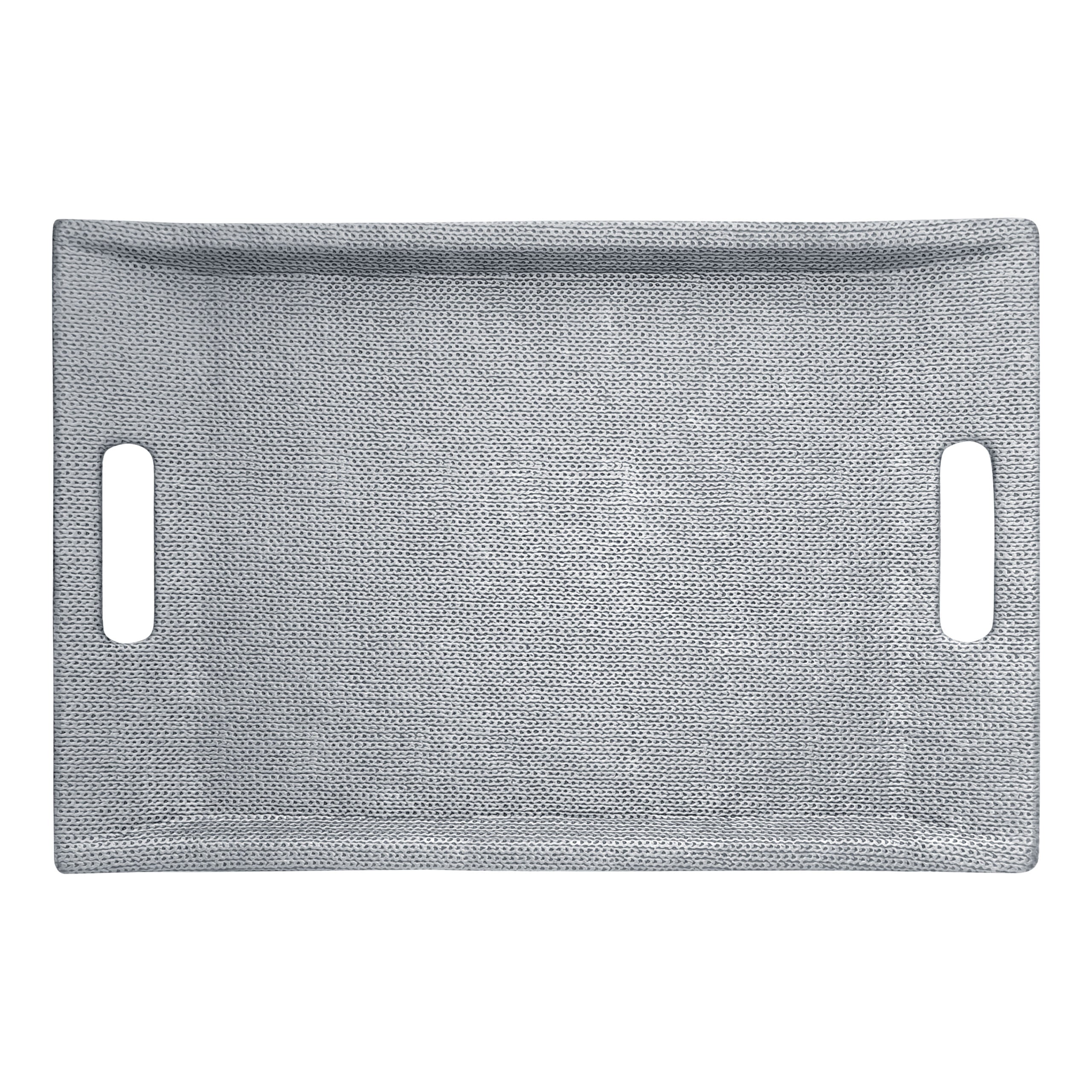 TRAY WITH HANDLE - LARGE - CHAIN BEIGE SILVERY