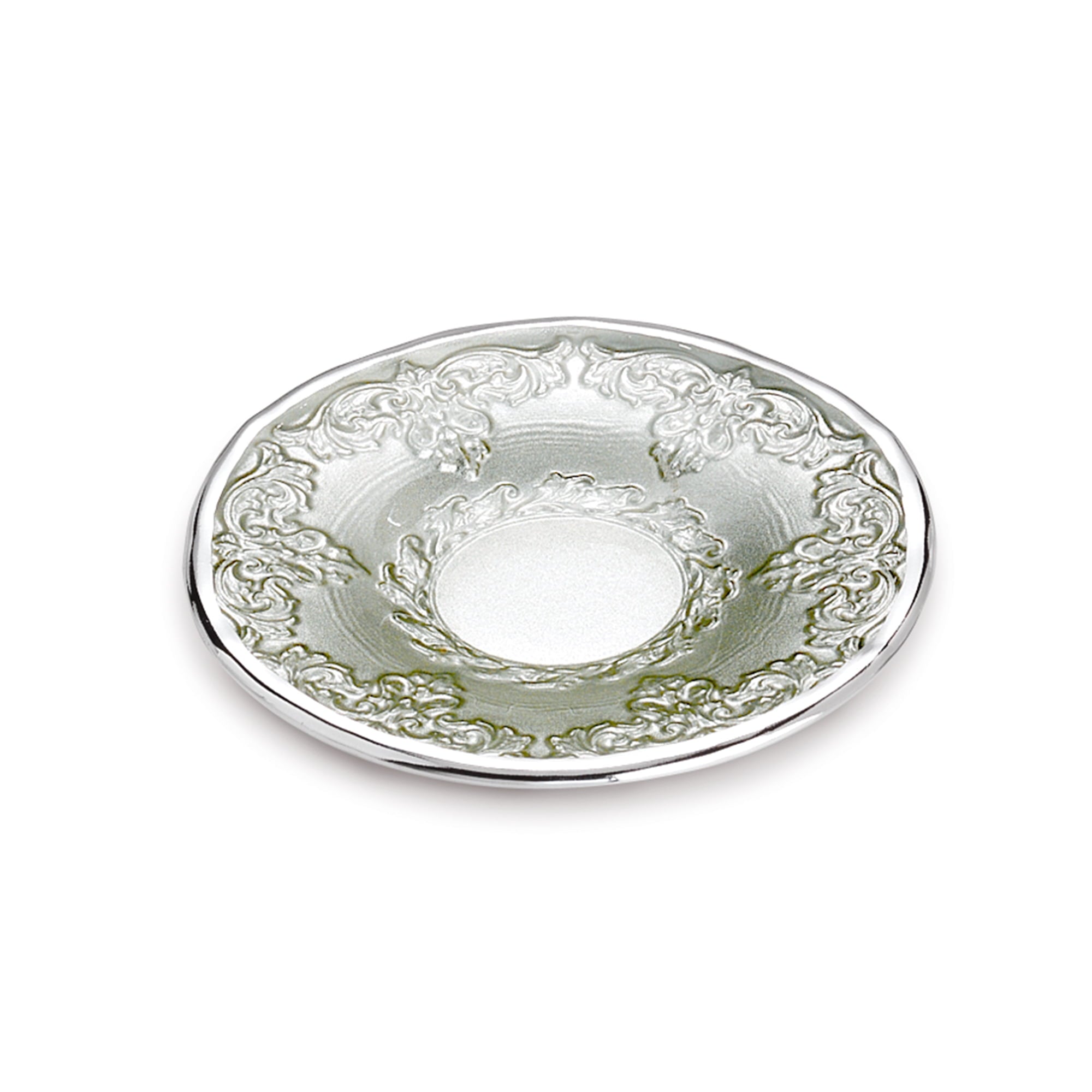 Dogale Silver Green Plane Embroidery Saucer