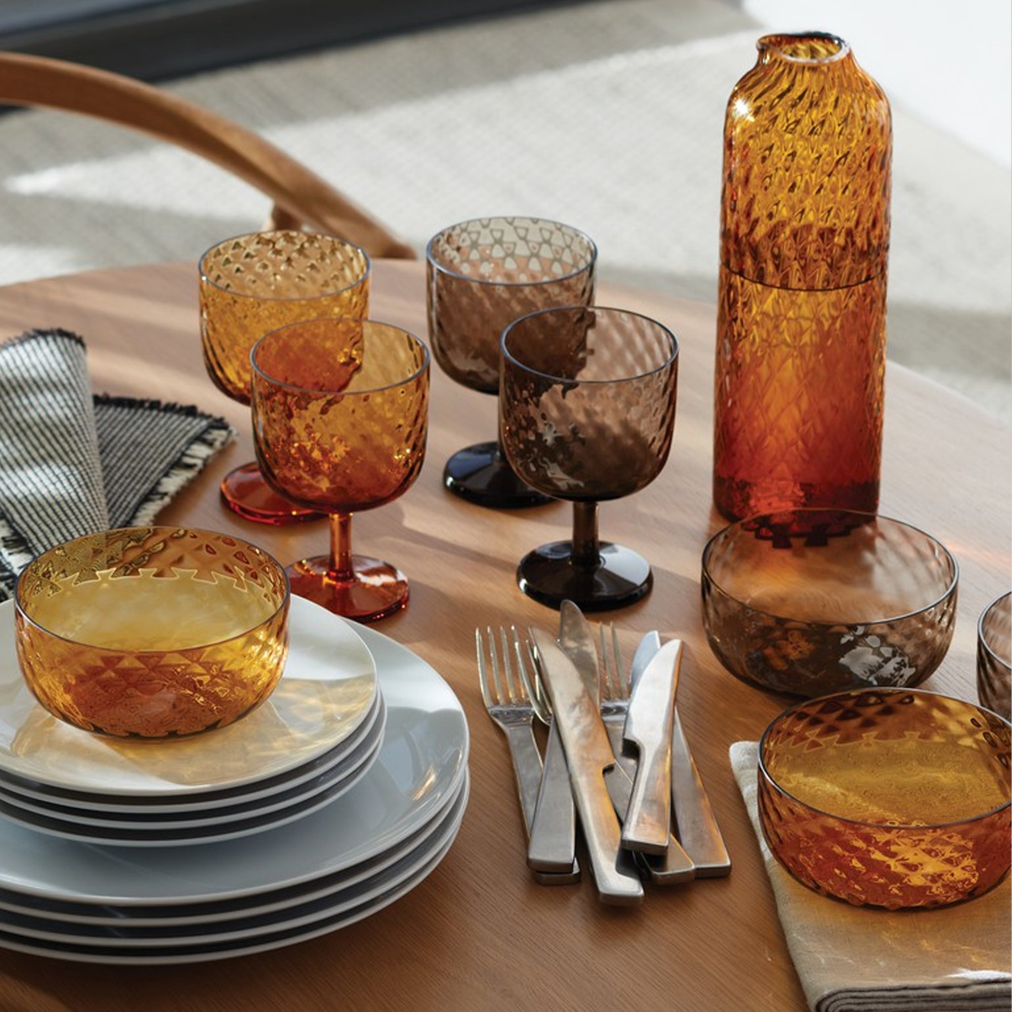 LSA International Dapple Wine Glass 325ML x2 - Sun Amber
