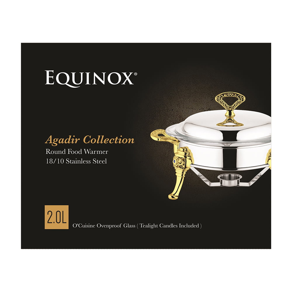 Equinox Stainless Steel Round Food Warmer 2L
