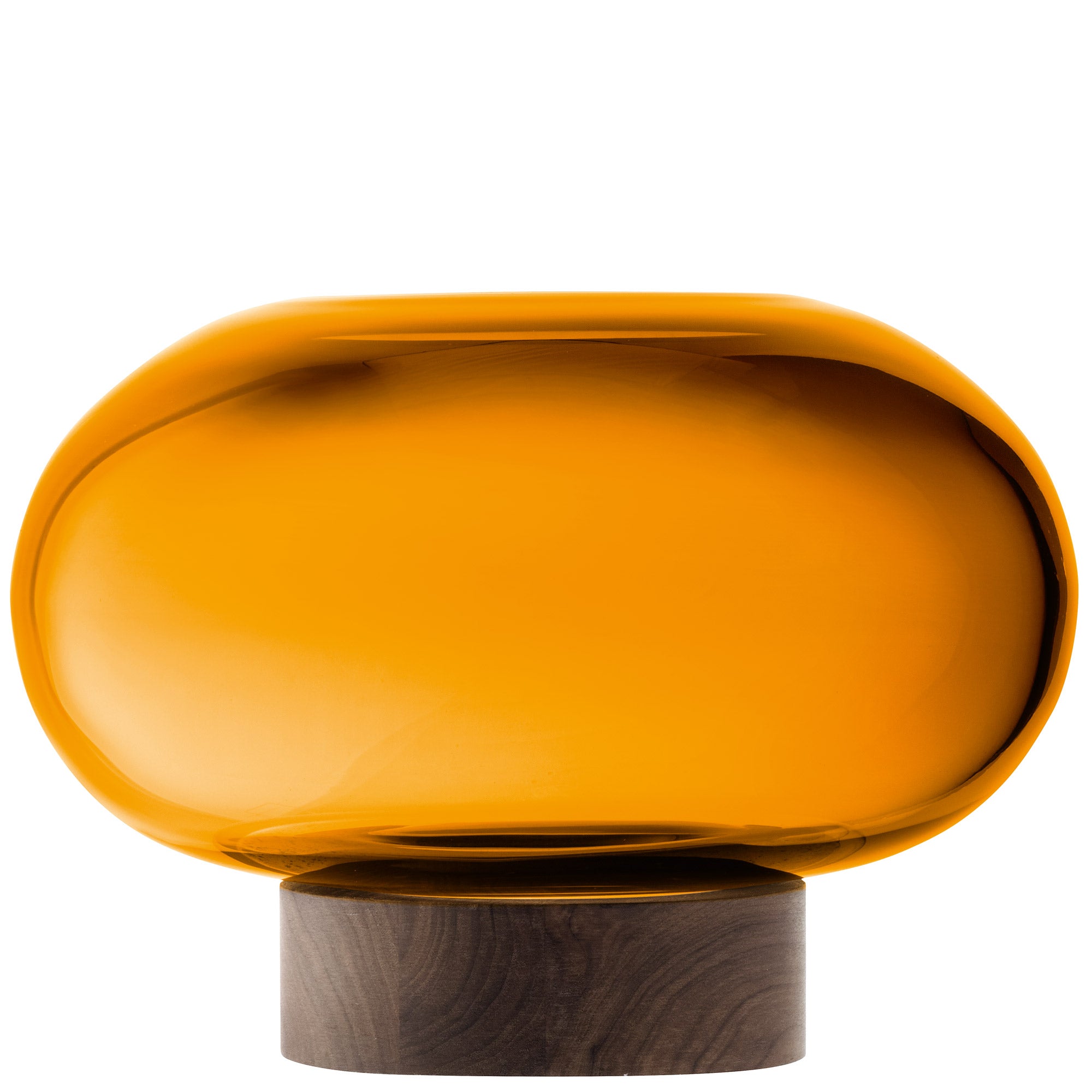 Oblate Vase/Lantern H19.5cm/Ø28cm Amber/Walnut *