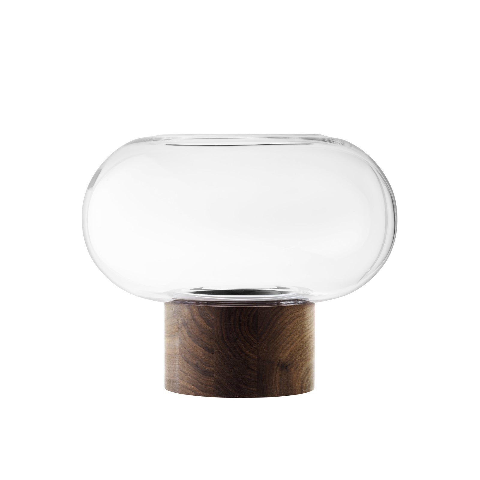 Oblate Vase/Lantern H28cm/Ø35cm Clear/Walnut