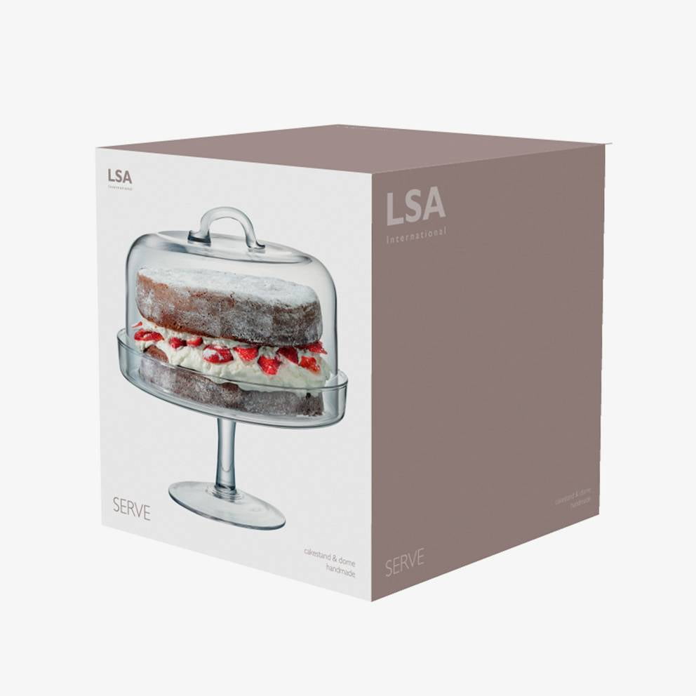 SERVE CAKESTAND &amp; DOME 26.5CM/25CM CLEAR