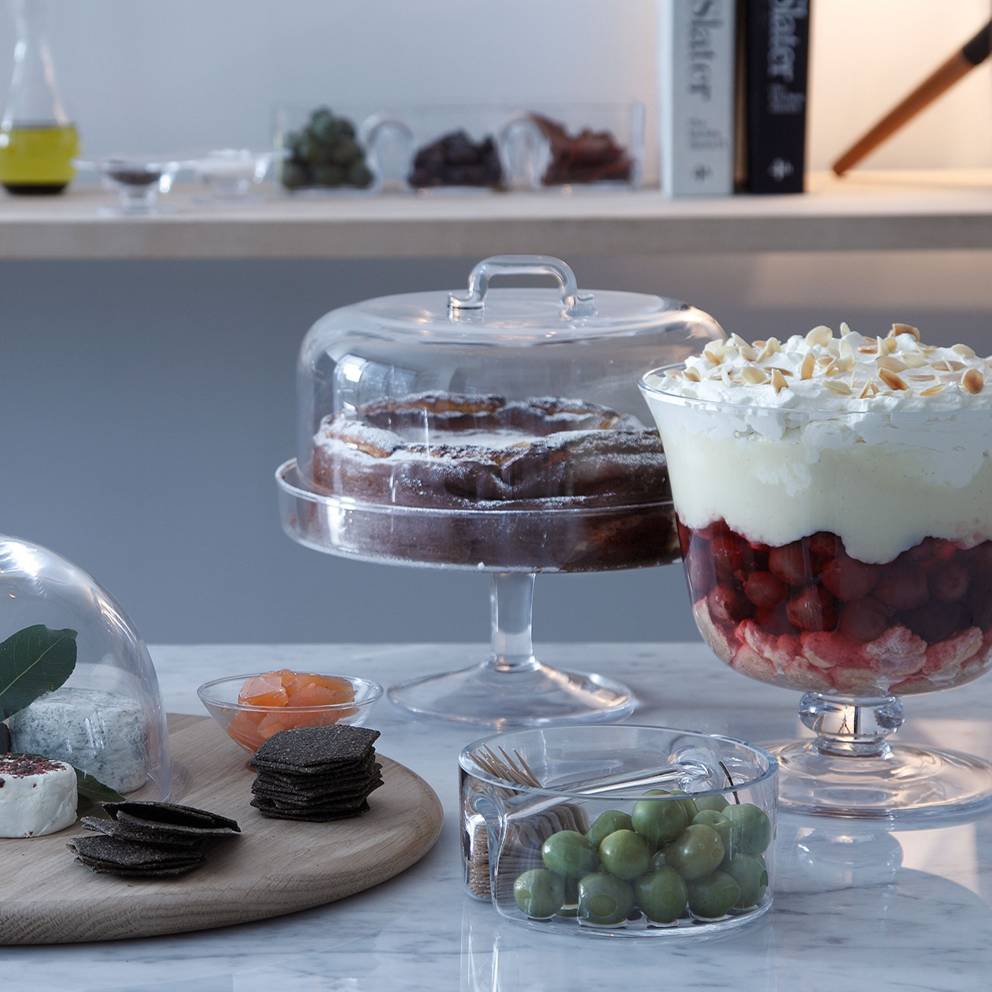 SERVE CAKESTAND &amp; DOME 26.5CM/25CM CLEAR