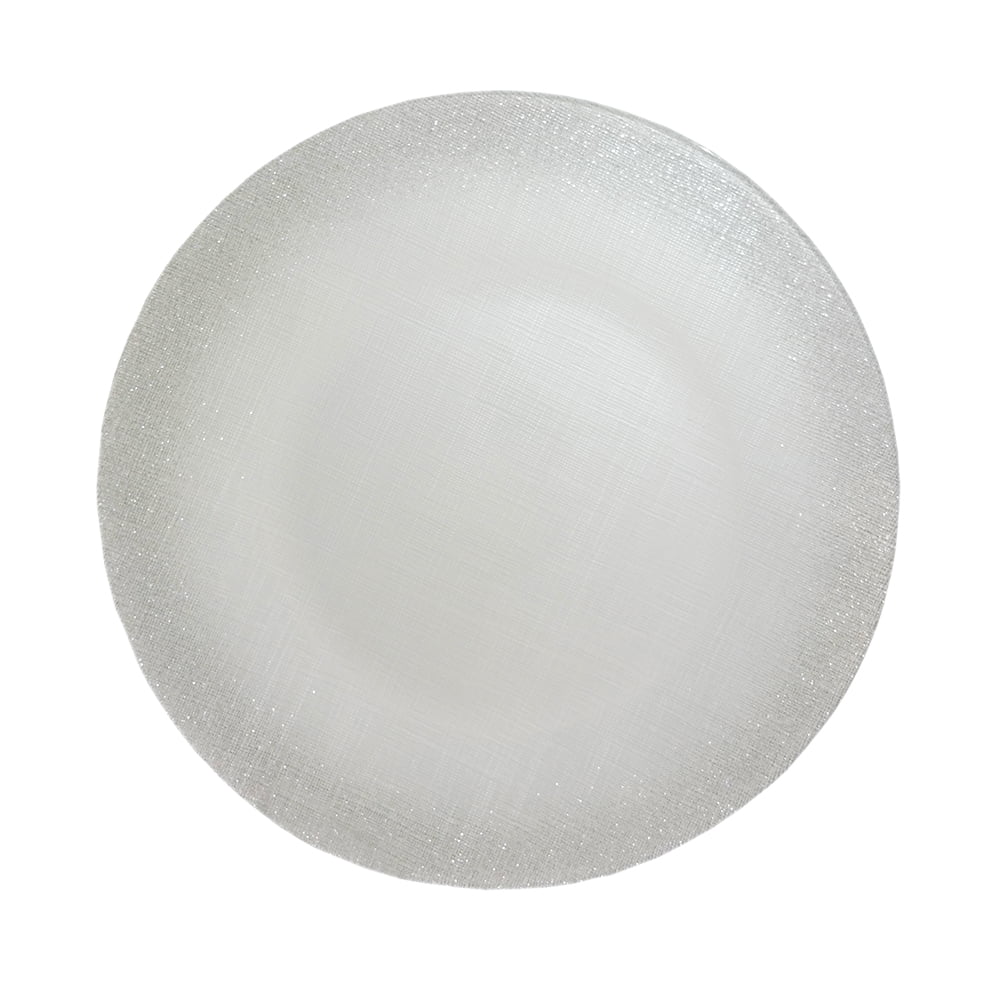CHARGER PLATE 33 CM ROUND - G011 SILVER GLITTER &amp; M014 WHITE PEARL