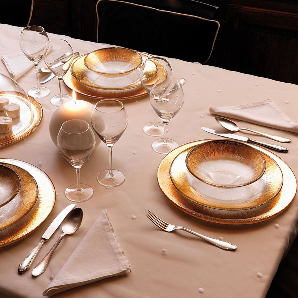 IVV Orizzonte Footed Cake Plate-Clear Gold Decoration