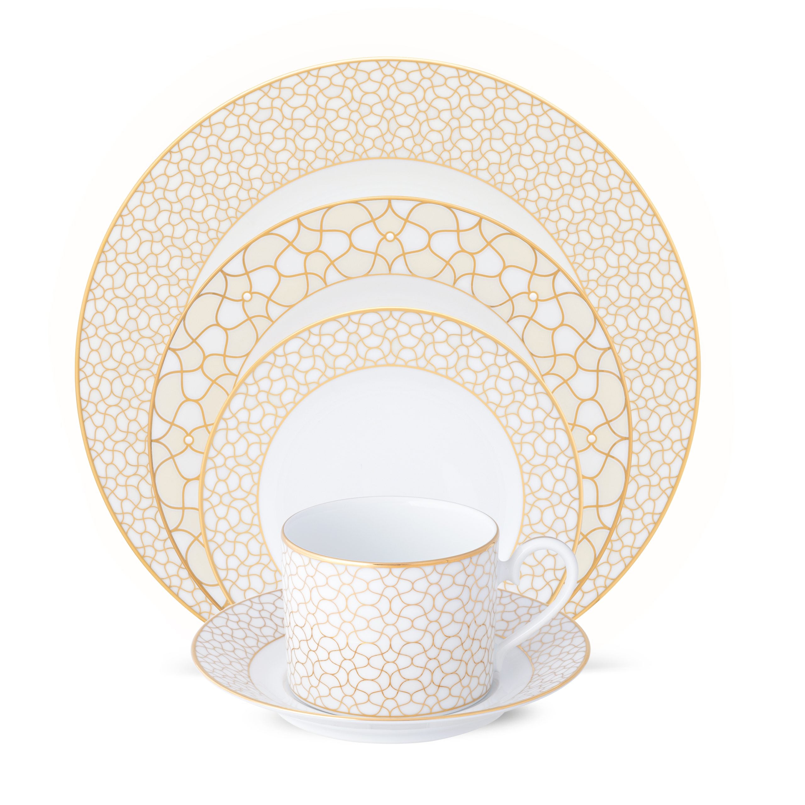 Noritake 96Pcs Dinner & Tea Set for 12 Person - Ripple Gold