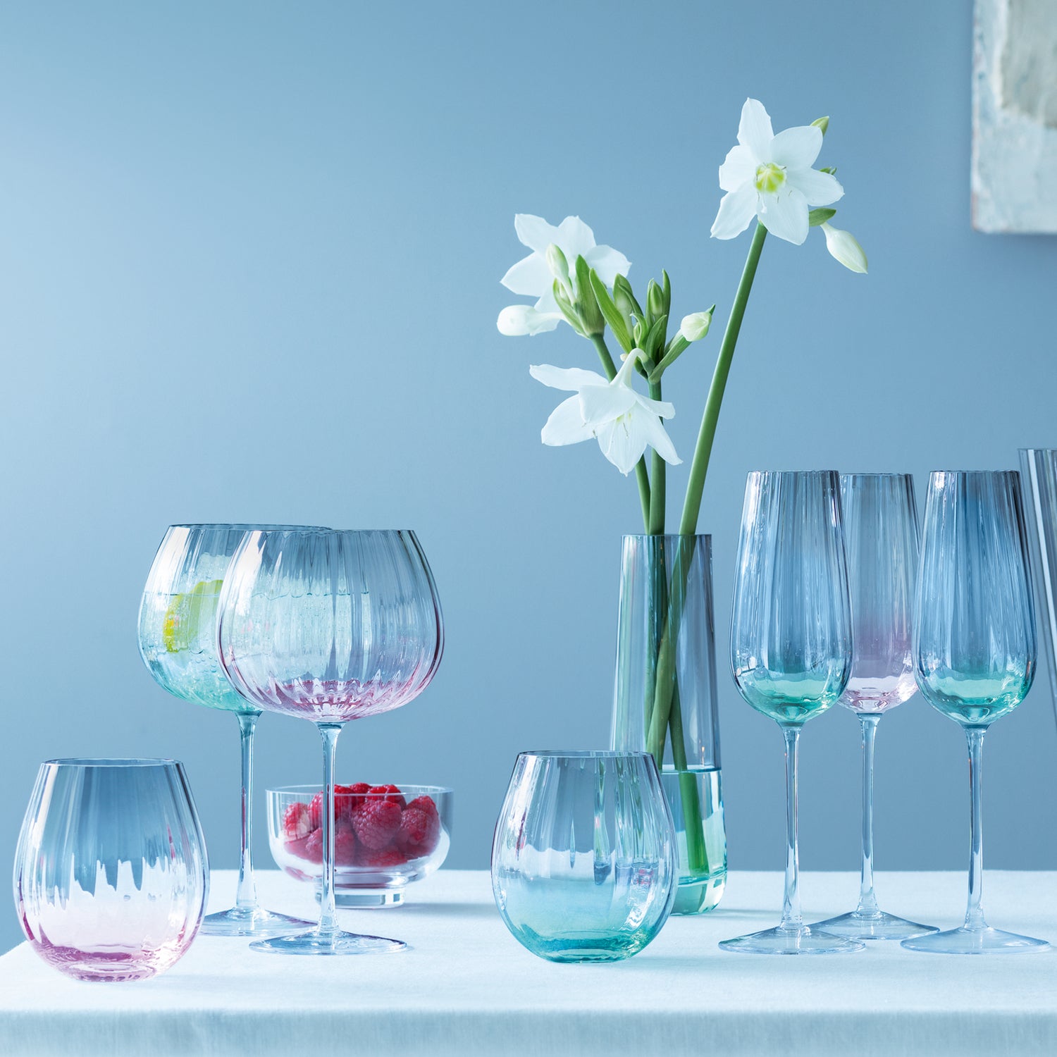 LSA International 2Pcs Set Dusk Champagne Flute 250ML - Pink /Grey