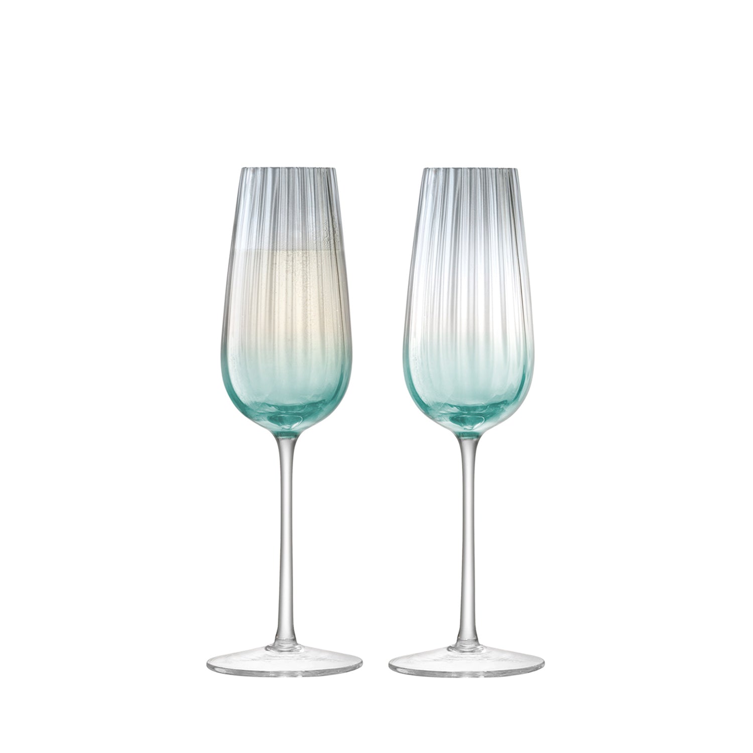 LSA International 2Pcs Set Dusk Champagne Flute 250ML - Green/Grey