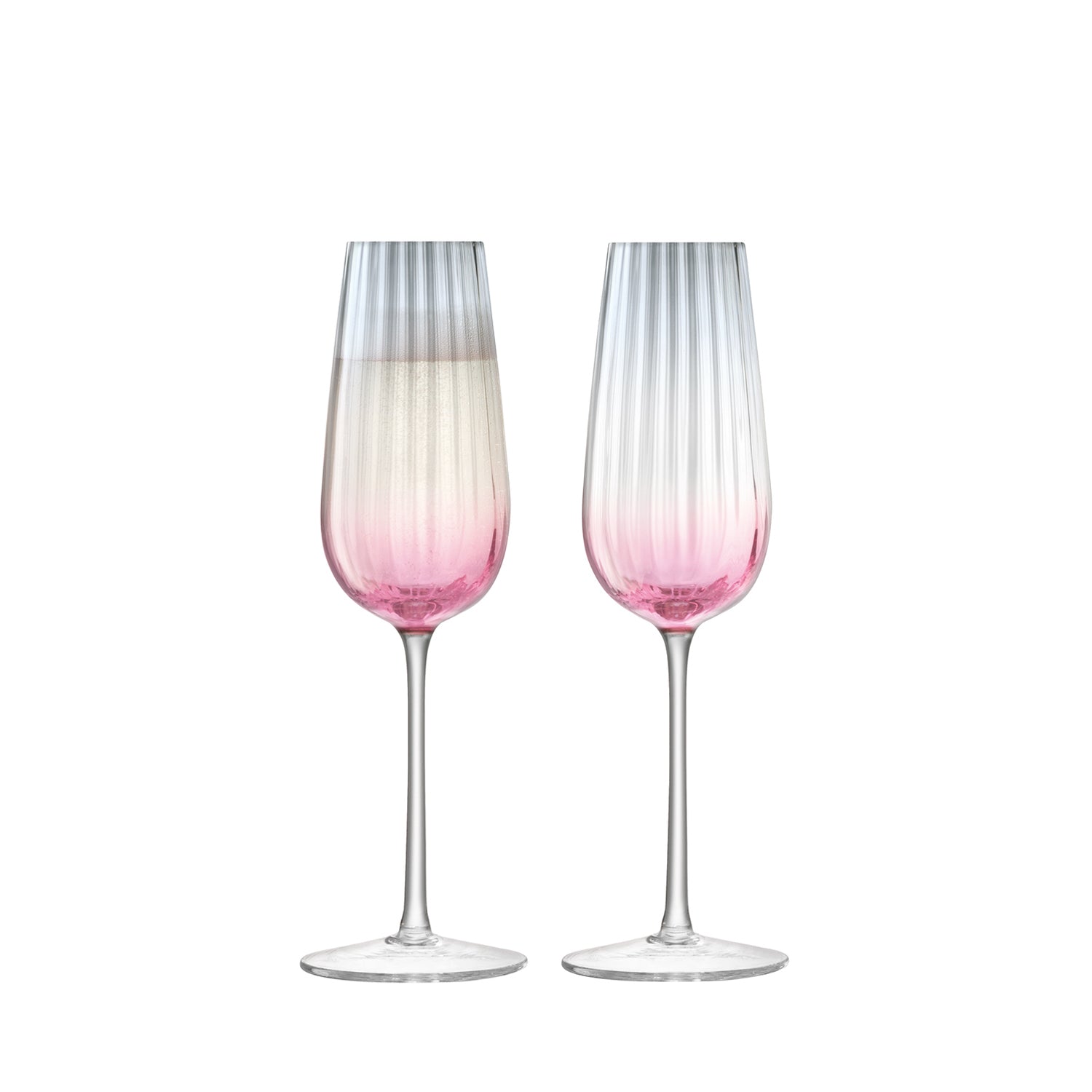 LSA International 2Pcs Set Dusk Champagne Flute 250ML - Pink /Grey