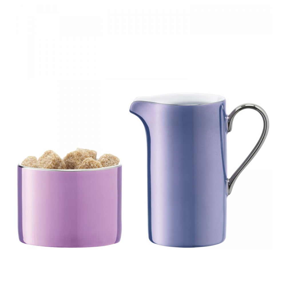 POLKA CREAMER 250ML &amp; SUGAR BOWL 9CM SET PASTEL ASSORTED