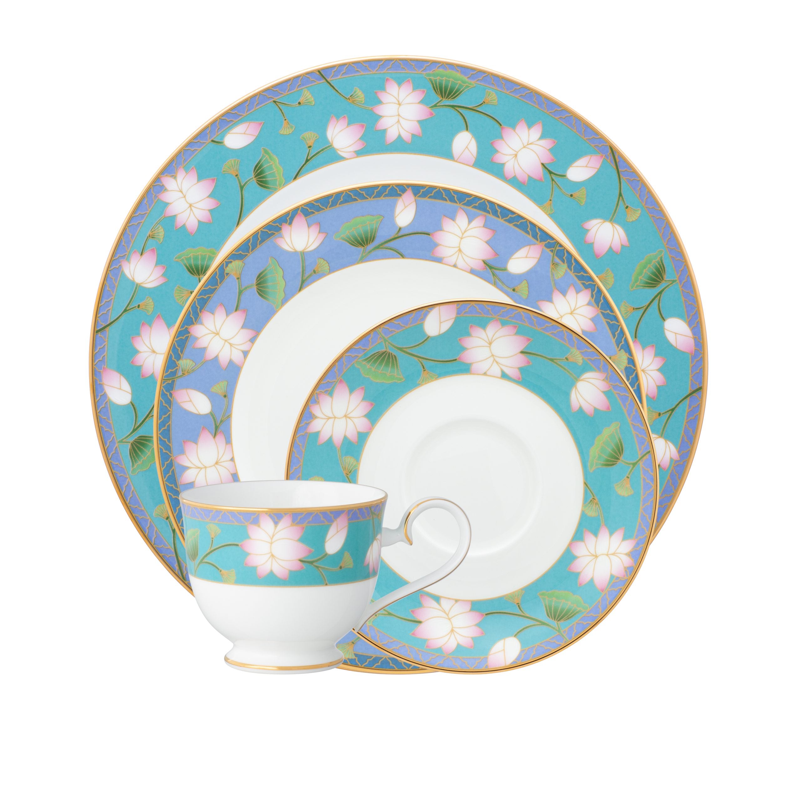 Noritake 96Pcs Dinner & Tea Set for 12 Person - Lotus Fountain