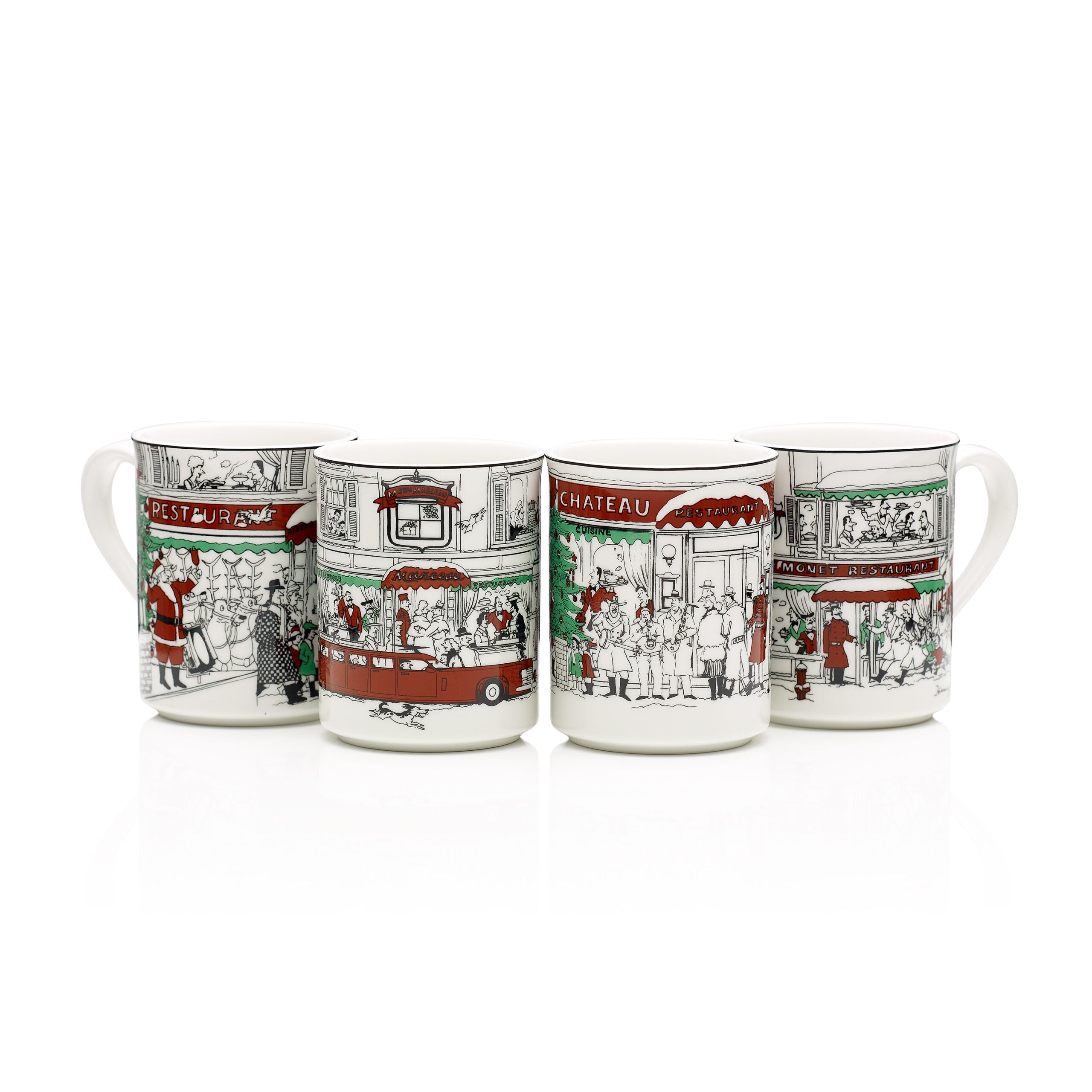 Noritake 4Pcs Mug Set-Le Restaurant Xmas