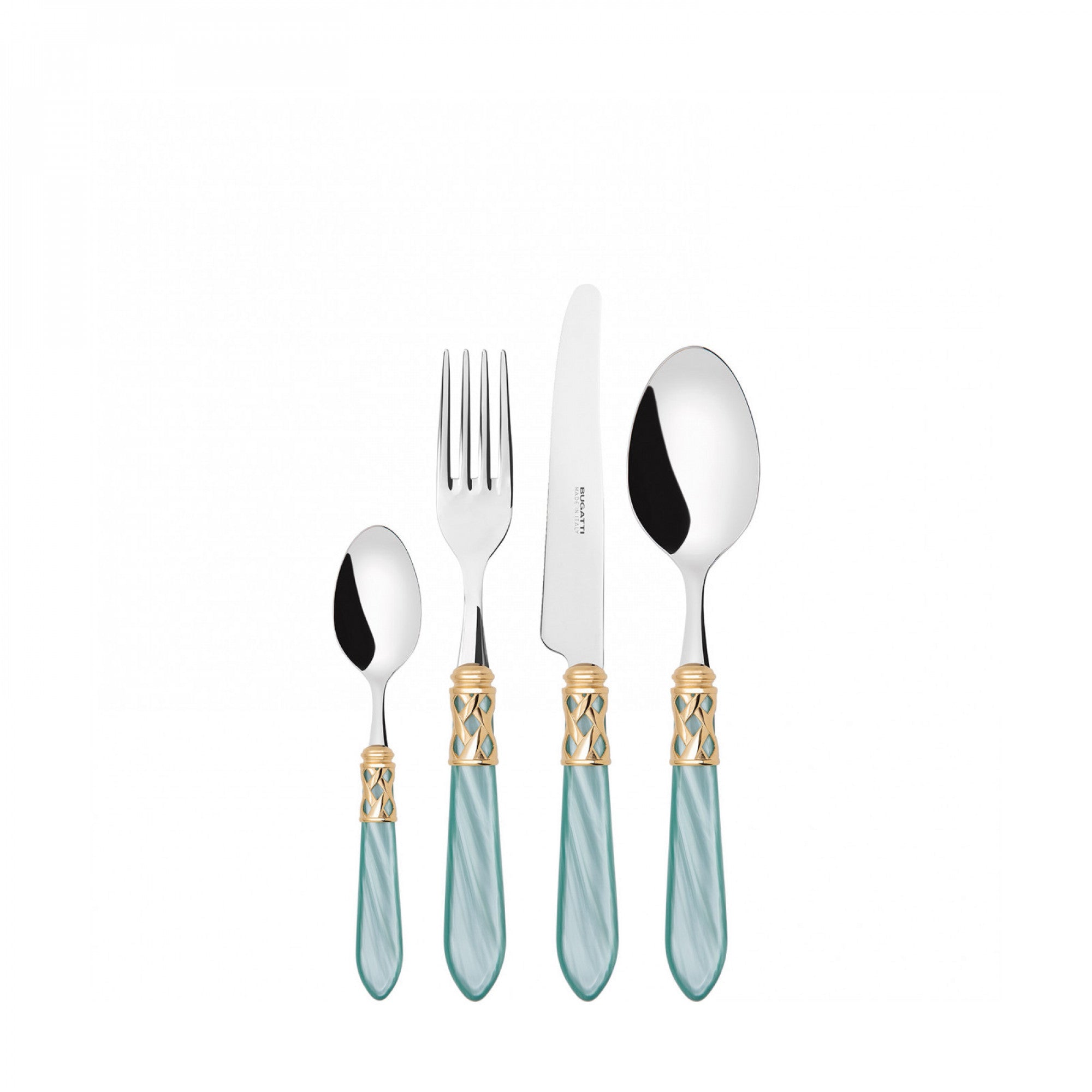 Bugatti 24Pcs Cutlery Set - 18/10 - Gold Aqua Green Handle