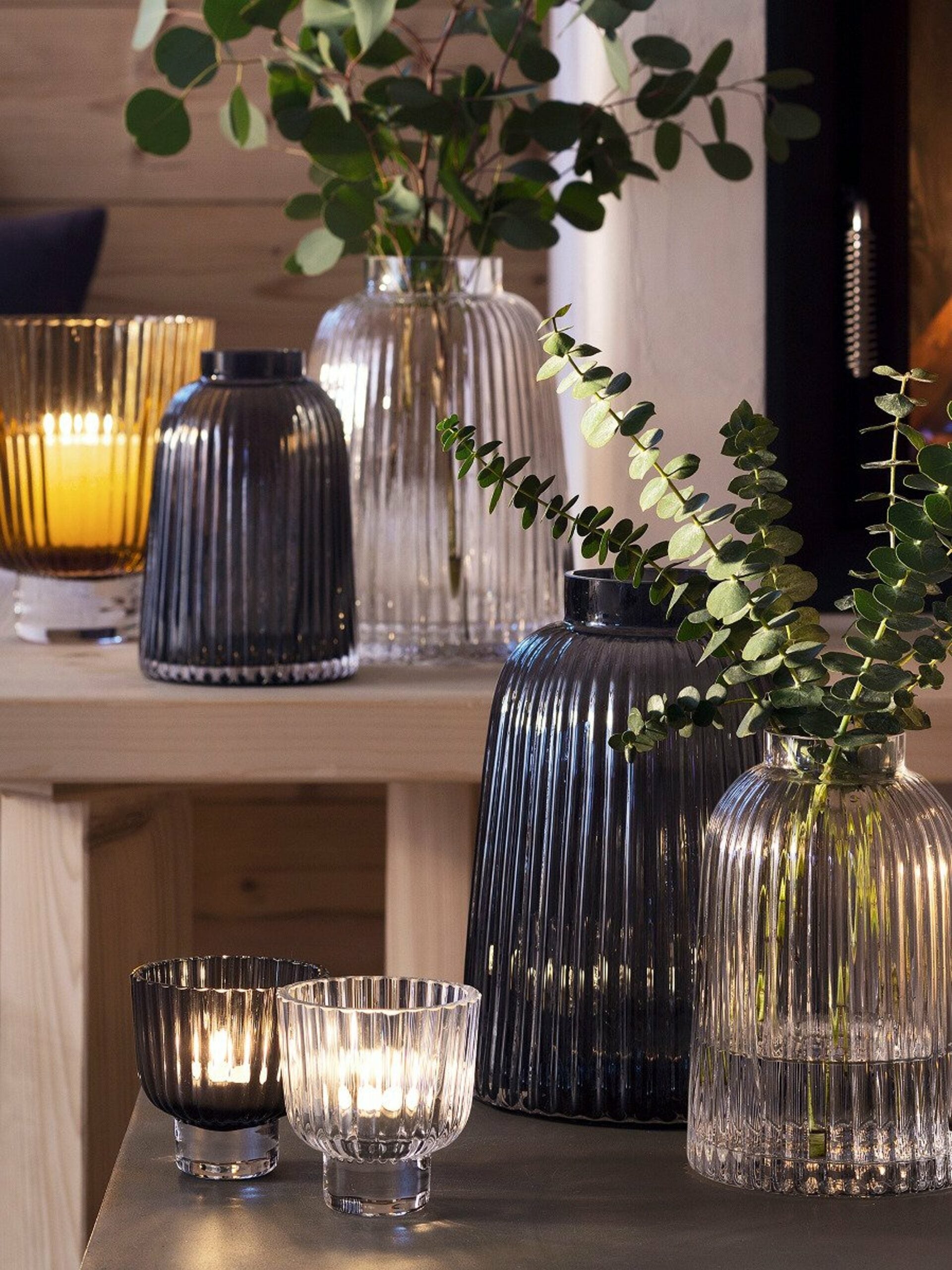 PLEAT VASE H20CM GREY