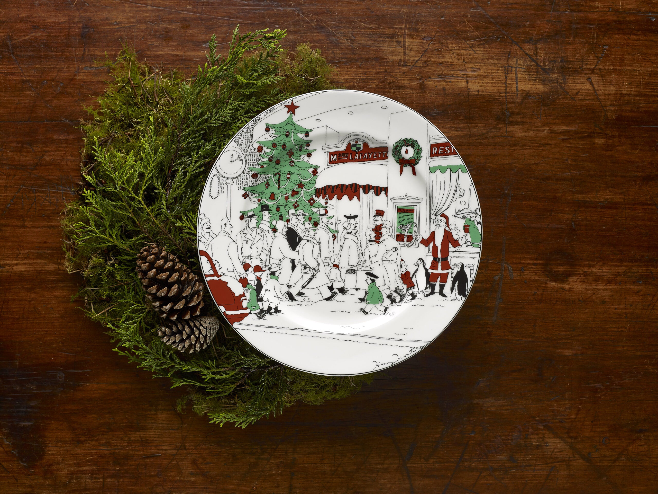 Noritake Holiday Round Platter-Le Restaurant X'Mas
