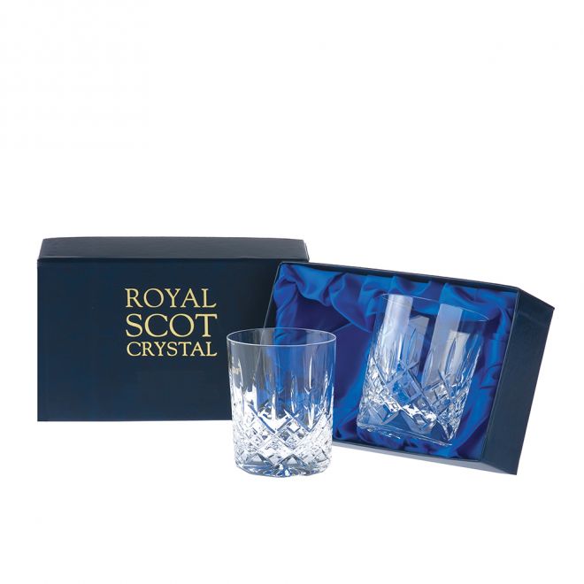 Royal Scot Crystal London - 2 Crystal Small Whisky Tumblers 87Mm (Presentation Boxed)