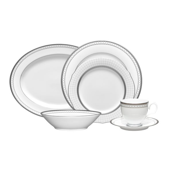 Noritake 33Pcs Dinner Set with Teapot for 6 Person - Rochester Platinum